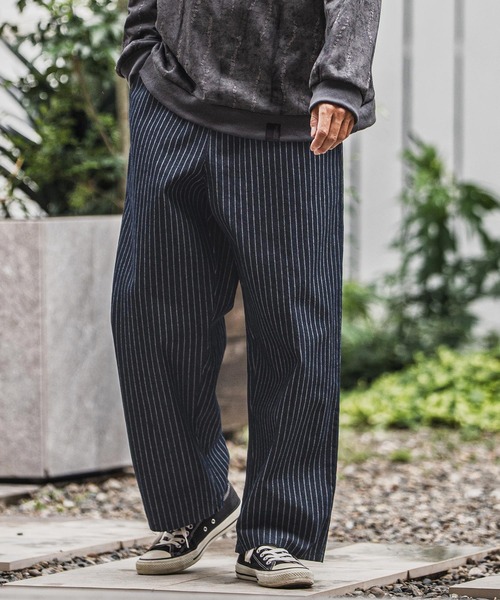 mp13918-Stripe Denim Wide Straight Pants ワイドストレートデニム