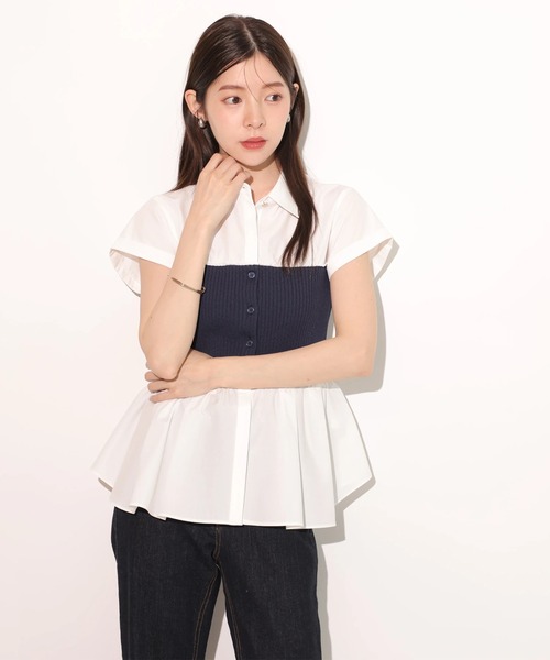 Rirandture(リランドチュール)の「ビスチェドッキングシャツ(ニット/セーター・レディース・ホワイト/ライトブルー・2)」の11枚目の写真