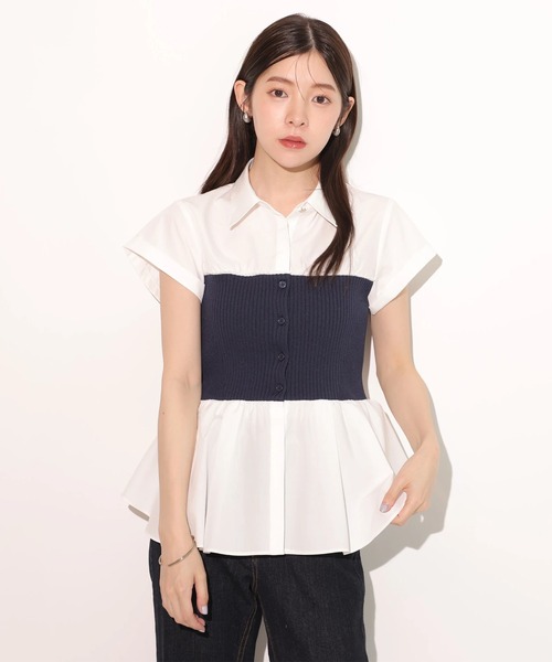 Rirandture(リランドチュール)の「ビスチェドッキングシャツ(ニット/セーター・レディース・ホワイト/ライトブルー・2)」の12枚目の写真