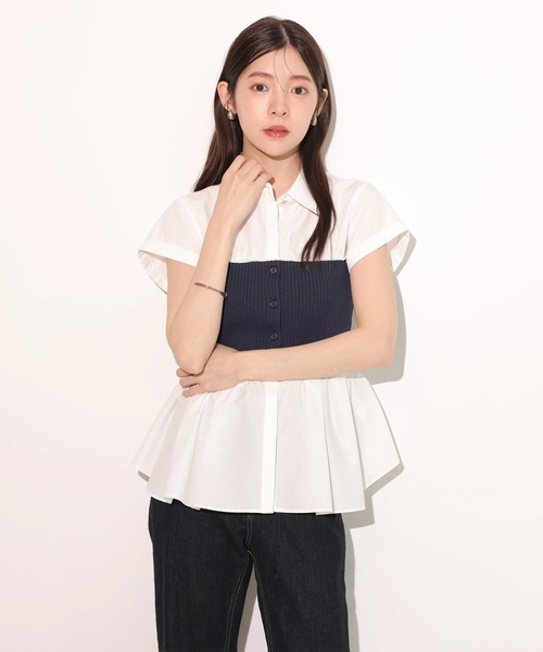 Rirandture(リランドチュール)の「ビスチェドッキングシャツ(ニット/セーター・レディース・ホワイト/ライトブルー・2)」の13枚目の写真