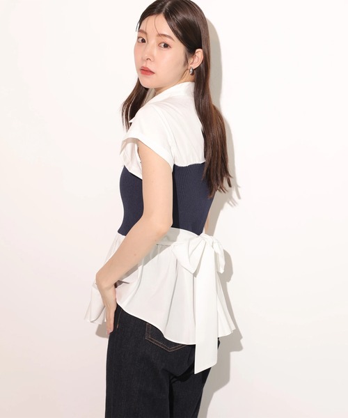 Rirandture(リランドチュール)の「ビスチェドッキングシャツ(ニット/セーター・レディース・ホワイト/ライトブルー・2)」の14枚目の写真