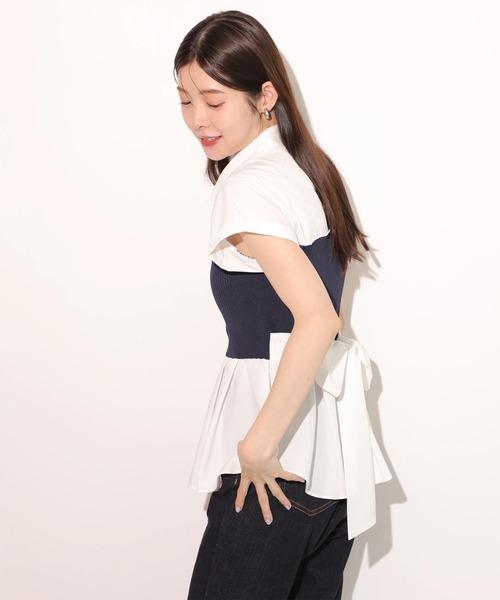 Rirandture(リランドチュール)の「ビスチェドッキングシャツ(ニット/セーター・レディース・ホワイト/ライトブルー・2)」の15枚目の写真