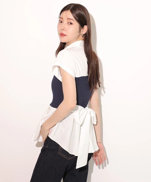 Rirandture(リランドチュール)の「ビスチェドッキングシャツ(ニット/セーター・レディース・ホワイト/ライトブルー・2)」の16枚目の写真