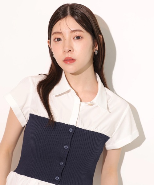 Rirandture(リランドチュール)の「ビスチェドッキングシャツ(ニット/セーター・レディース・ホワイト/ライトブルー・2)」の17枚目の写真