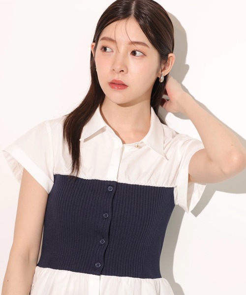 Rirandture(リランドチュール)の「ビスチェドッキングシャツ(ニット/セーター・レディース・ホワイト/ライトブルー・2)」の20枚目の写真