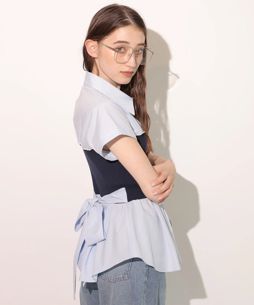 Rirandture(リランドチュール)の「ビスチェドッキングシャツ(ニット/セーター・レディース・ホワイト/ライトブルー・2)」の5枚目の写真