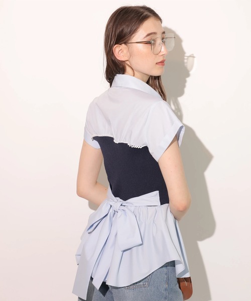 Rirandture(リランドチュール)の「ビスチェドッキングシャツ(ニット/セーター・レディース・ホワイト/ライトブルー・2)」の6枚目の写真