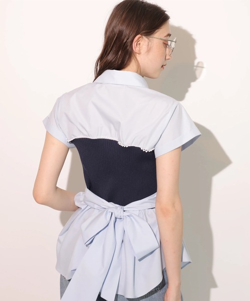 Rirandture(リランドチュール)の「ビスチェドッキングシャツ(ニット/セーター・レディース・ホワイト/ライトブルー・2)」の7枚目の写真