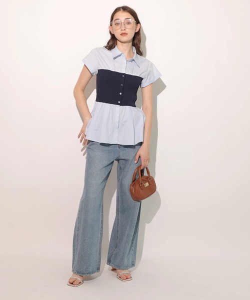 Rirandture(リランドチュール)の「ビスチェドッキングシャツ(ニット/セーター・レディース・ホワイト/ライトブルー・2)」の9枚目の写真