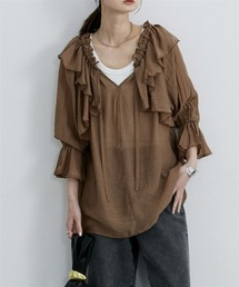 nissen | シアーワッシャーラッフルブラウス(シャツ/ブラウス)