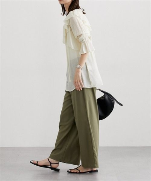 nissen(ニッセン)の「シアーワッシャーラッフルブラウス(シャツ/ブラウス・レディース・ベージュ/ブラウン・M/L)」の8枚目の写真