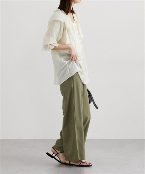 nissen(ニッセン)の「シアーワッシャーラッフルブラウス(シャツ/ブラウス・レディース・ベージュ/ブラウン・M/L)」の10枚目の写真