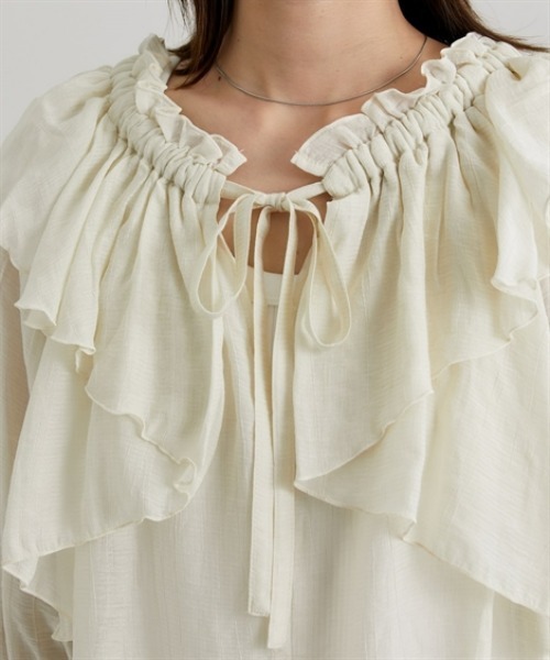 nissen(ニッセン)の「シアーワッシャーラッフルブラウス(シャツ/ブラウス・レディース・ベージュ/ブラウン・M/L)」の12枚目の写真