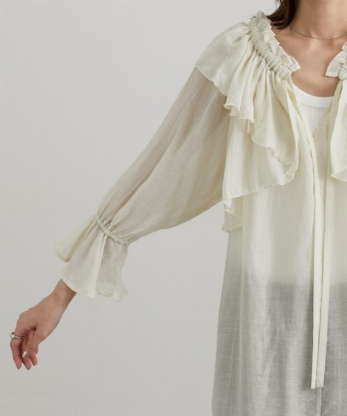 nissen(ニッセン)の「シアーワッシャーラッフルブラウス(シャツ/ブラウス・レディース・ベージュ/ブラウン・M/L)」の13枚目の写真