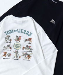 Tom and Jerry/トムとジェリー フロント バックプリント ワンポイント刺繍 ロンT 長袖 ロングスリーブTシャツ レディース メンズ