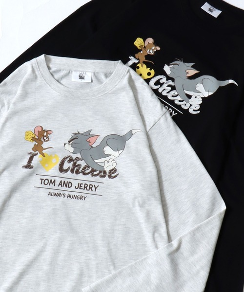 Tom&Jerry(トムアンドジェリー)の「Tom and Jerry/トムとジェリー フロント バックプリント ワンポイント刺繍 ロンT 長袖 ロングスリーブTシャツ レディース メンズ(Tシャツ/カットソー・レディース・ブラック/アッシュグレー/ネイビー/ホワイト・LL/M/L)」の4枚目の写真