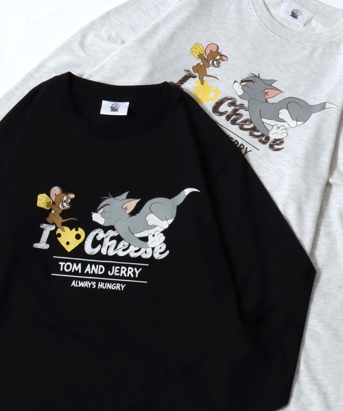 Tom&Jerry(トムアンドジェリー)の「Tom and Jerry/トムとジェリー フロント バックプリント ワンポイント刺繍 ロンT 長袖 ロングスリーブTシャツ レディース メンズ(Tシャツ/カットソー・レディース・ブラック/アッシュグレー/ネイビー/ホワイト・LL/M/L)」の3枚目の写真
