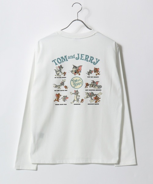 Tom&Jerry(トムアンドジェリー)の「Tom and Jerry/トムとジェリー フロント バックプリント ワンポイント刺繍 ロンT 長袖 ロングスリーブTシャツ レディース メンズ(Tシャツ/カットソー・レディース・ブラック/アッシュグレー/ネイビー/ホワイト・LL/M/L)」の7枚目の写真