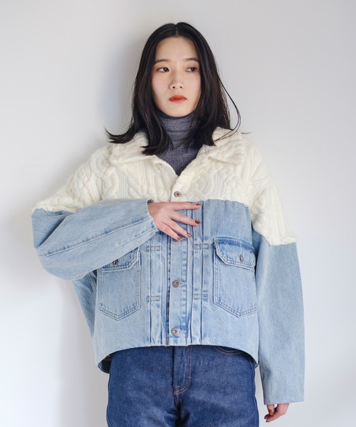 Levi's(リーバイス)の「Levi's/リーバイス BLUETAB(TM) ARAN トラッカージャケット MADE OF JAPAN(デニムジャケット・レディース・インディゴブルー・XS/S/M)」の1枚目の写真