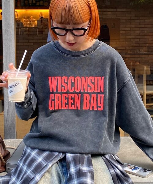 CIAOPANIC TYPY（チャオパニックティピー）の「【UNISEX】NEWアシッドウォッシュ加工/裏毛ロゴスウェット（スウェット・レディース・ブラック/ネイビー/ブラウン/グレー/レッド/サックスブルー/イエロー/インディゴブルー・MEDIUM/LARGE）」の15枚目の写真