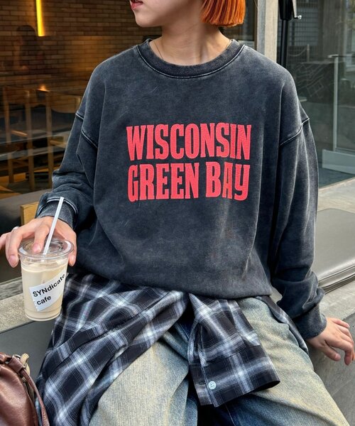 CIAOPANIC TYPY（チャオパニックティピー）の「【UNISEX】NEWアシッドウォッシュ加工/裏毛ロゴスウェット（スウェット・レディース・ブラック/ネイビー/ブラウン/グレー/レッド/サックスブルー/イエロー/インディゴブルー・MEDIUM/LARGE）」の16枚目の写真
