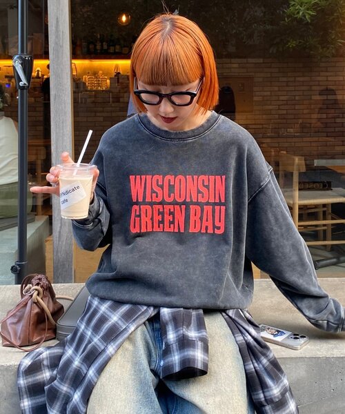 CIAOPANIC TYPY（チャオパニックティピー）の「【UNISEX】NEWアシッドウォッシュ加工/裏毛ロゴスウェット（スウェット・レディース・ブラック/ネイビー/ブラウン/グレー/レッド/サックスブルー/イエロー/インディゴブルー・MEDIUM/LARGE）」の18枚目の写真
