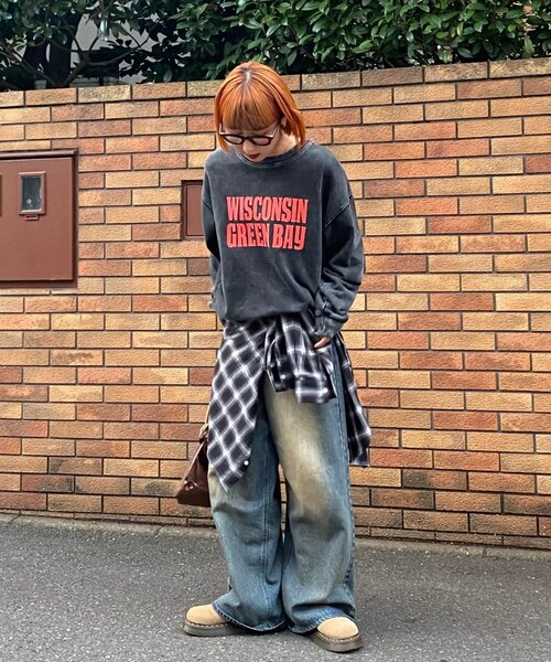 CIAOPANIC TYPY（チャオパニックティピー）の「【UNISEX】NEWアシッドウォッシュ加工/裏毛ロゴスウェット（スウェット・レディース・ブラック/ネイビー/ブラウン/グレー/レッド/サックスブルー/イエロー/インディゴブルー・MEDIUM/LARGE）」の21枚目の写真