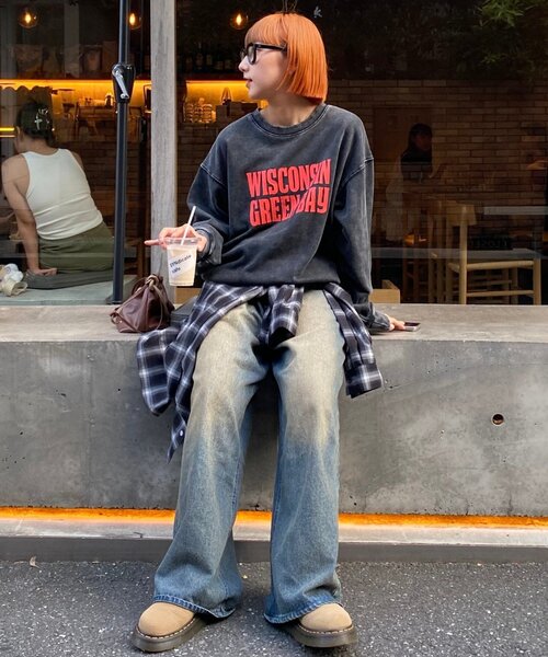 CIAOPANIC TYPY（チャオパニックティピー）の「【UNISEX】NEWアシッドウォッシュ加工/裏毛ロゴスウェット（スウェット・レディース・ブラック/ネイビー/ブラウン/グレー/レッド/サックスブルー/イエロー/インディゴブルー・MEDIUM/LARGE）」の22枚目の写真