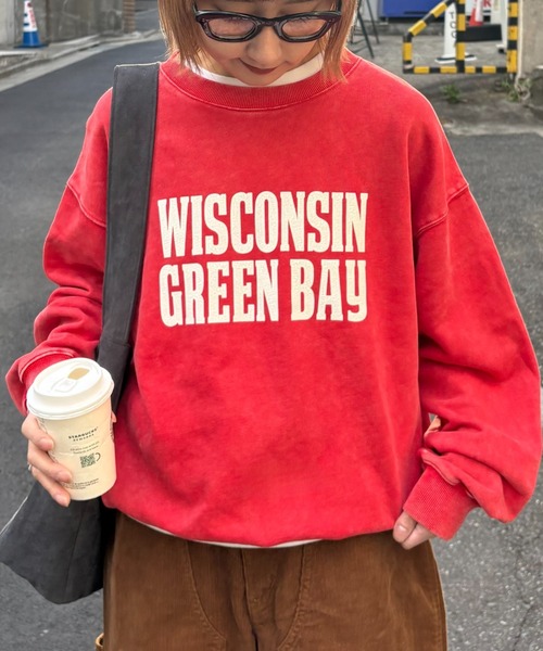 CIAOPANIC TYPY（チャオパニックティピー）の「【UNISEX】NEWアシッドウォッシュ加工/裏毛ロゴスウェット（スウェット・レディース・ブラック/ネイビー/ブラウン/グレー/レッド/サックスブルー/イエロー/インディゴブルー・MEDIUM/LARGE）」の8枚目の写真