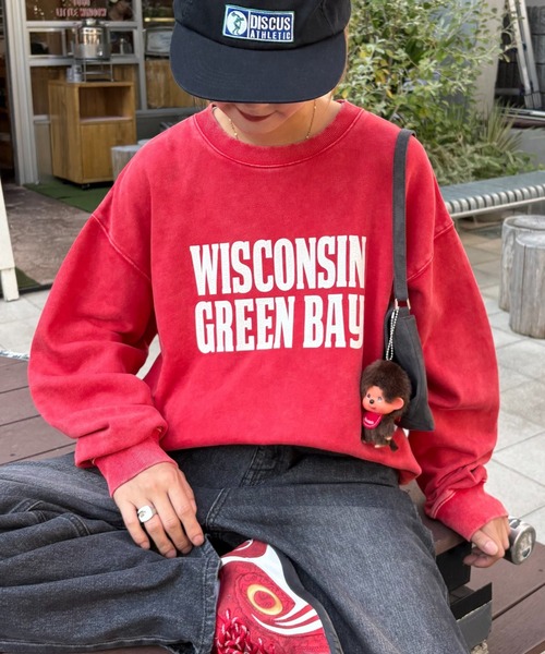 CIAOPANIC TYPY（チャオパニックティピー）の「【UNISEX】NEWアシッドウォッシュ加工/裏毛ロゴスウェット（スウェット・レディース・ブラック/ネイビー/ブラウン/グレー/レッド/サックスブルー/イエロー/インディゴブルー・MEDIUM/LARGE）」の13枚目の写真