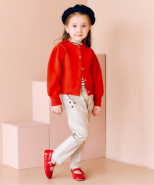 apres les cours（アプレレクール）の「【洗える】ビジューボタンカーディガン_ジュニア対応（カーディガン/ボレロ・キッズ・レッド/シルバー・140/130/120/110/100/90/80）」の7枚目の写真