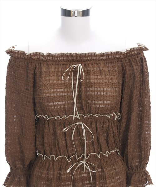 clear（クリア）の「2wayリボン付きメロウレース七分袖トップス[バレエコア ガーリー]≪AW新作≫（シャツ/ブラウス・レディース・オフホワイト/ブラック/ホワイト系その他/ブラウン・F）」の22枚目の写真