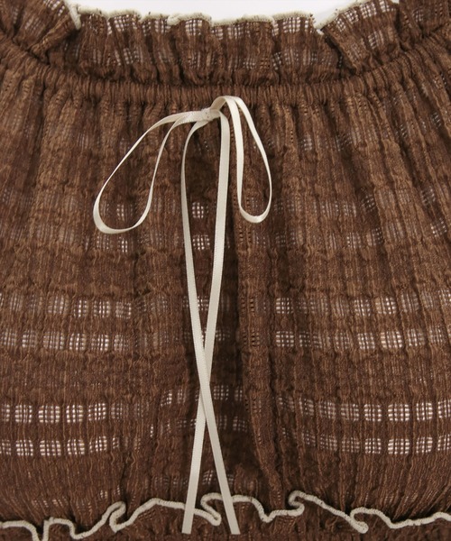 clear（クリア）の「2wayリボン付きメロウレース七分袖トップス[バレエコア ガーリー]≪AW新作≫（シャツ/ブラウス・レディース・オフホワイト/ブラック/ホワイト系その他/ブラウン・F）」の11枚目の写真