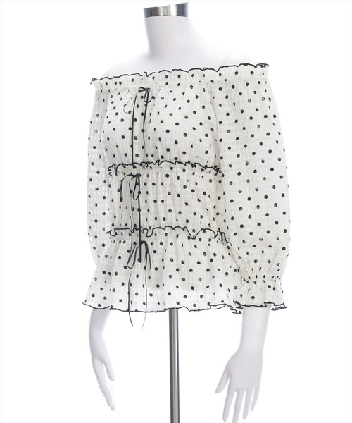 clear（クリア）の「2wayリボン付きメロウレース七分袖トップス[バレエコア ガーリー]≪AW新作≫（シャツ/ブラウス・レディース・オフホワイト/ブラック/ホワイト系その他/ブラウン・F）」の13枚目の写真