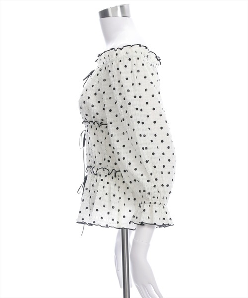 clear（クリア）の「2wayリボン付きメロウレース七分袖トップス[バレエコア ガーリー]≪AW新作≫（シャツ/ブラウス・レディース・オフホワイト/ブラック/ホワイト系その他/ブラウン・F）」の14枚目の写真