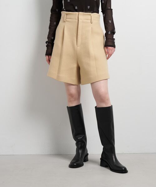 LANVIN en Bleu ♡ ウールメルトン ショートパンツ セール】ツイード／ウールメルトン ショートパンツ（その他パンツ