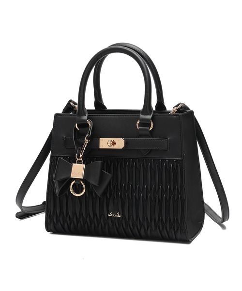 dazzlin(ダズリン)の「【dazzlin/ダズリン】リボンキーチャーム付 ギャザーシャーリング ハンドバッグ ショルダーストラップ付(ショルダーバッグ・レディース・ブラック/アイボリー/ベージュ・FREE)」の14枚目の写真
