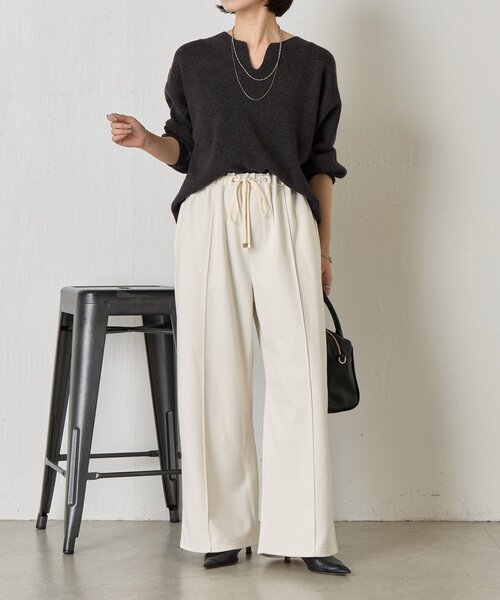 Jena espace merveilleux(ジェナ エスパスメルヴェイユ)の「【名品!あったかパンツ】ウールライクイージーパンツ(その他パンツ・レディース・アイボリー/チャコールグレー/ベージュ・1/2)」の10枚目の写真