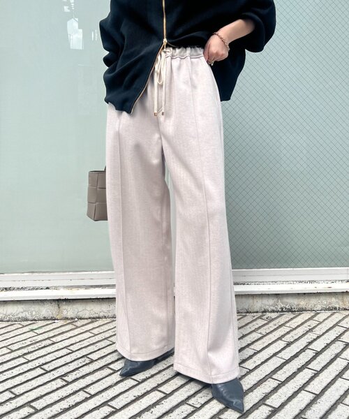 Jena espace merveilleux(ジェナ エスパスメルヴェイユ)の「【名品!あったかパンツ】ウールライクイージーパンツ(その他パンツ・レディース・アイボリー/チャコールグレー/ベージュ・1/2)」の4枚目の写真