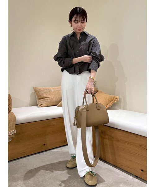 Mila Owen（ミラオーウェン）の「リネンライクセンタープレスワイドイージーパンツ（スラックス・レディース・ブラック/モカ/ホワイト・0/1）」の4枚目の写真