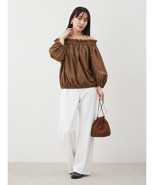 Mila Owen（ミラオーウェン）の「リネンライクセンタープレスワイドイージーパンツ（スラックス・レディース・ブラック/モカ/ホワイト・0/1）」の18枚目の写真