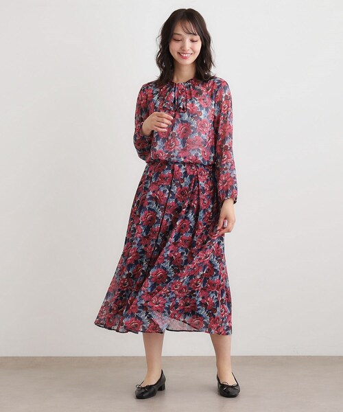 LAURA ASHLEY(ローラアシュレイ)の「【洗える/同柄アイテムあり】ケラウェイ柄 ドビースカート(スカート・レディース・ネイビー系7/レッド系1・38/40)」の4枚目の写真