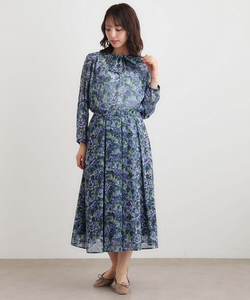 LAURA ASHLEY(ローラアシュレイ)の「【洗える/同柄アイテムあり】ケラウェイ柄 ドビースカート(スカート・レディース・ネイビー系7/レッド系1・38/40)」の8枚目の写真