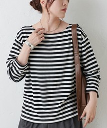 ボーダーボートネック長袖Tシャツ