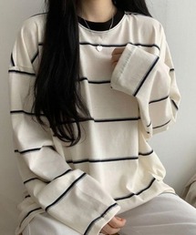 配色マルチボーダービッグシルエットロンT
