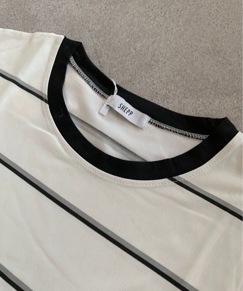 SHEPP(シープ)の「配色マルチボーダービッグシルエットロンT(Tシャツ/カットソー・レディース・アイボリー/ブルー・L/M)」の14枚目の写真