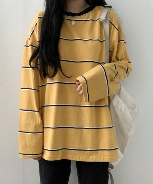 SHEPP(シープ)の「配色マルチボーダービッグシルエットロンT(Tシャツ/カットソー・レディース・アイボリー/ブルー・L/M)」の17枚目の写真
