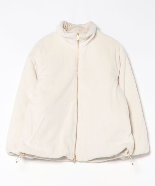 UNDOVE（アンドゥーブ）の「UNDOVE　中綿キルトリバーシブルファーコート　【ファージャケット/ファー/もこもこ/ゴールドジップ/2WAY/キルトジャケット/キルトコート/はっ水/防汚/UV/蓄熱中綿】（ダウンジャケット/コート・レディース・カーキ/アイボリー/ブラック・MEDIUM/LARGE/X-LARGE）」の6枚目の写真