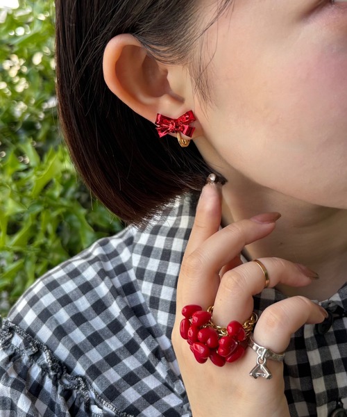 LOVE BY e.m. (ラブバイイーエム)の「フルハートピアス/25-26AW/レディース(ピアス(片耳用)・レディース・レッド/ピンク・FREE)」の10枚目の写真