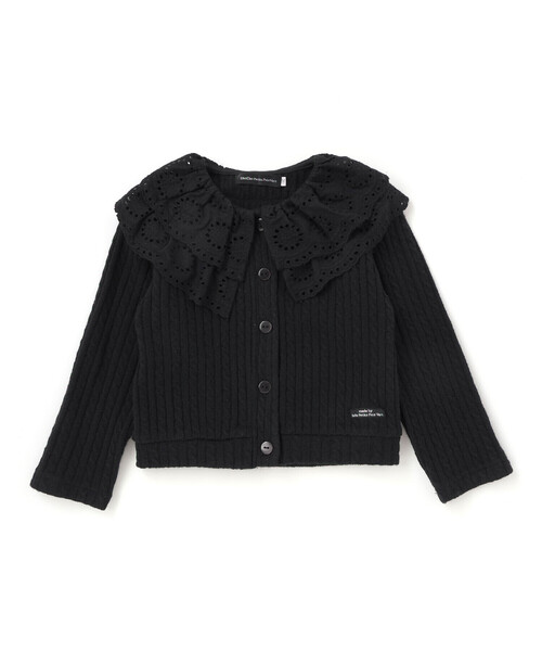BeBe Petits Pois Vert(ベベプチポワヴェール)の「なわ編みニット襟フリルカーディガン(カーディガン/ボレロ・キッズ・ブラック/オフホワイト・100cm/110cm/120cm/150cm/130cm/140cm)」の10枚目の写真